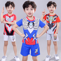 Altman clothes boys summer clothes cotton sports short sleeve set Boys Summer Spider Man summer childrens clothes tide