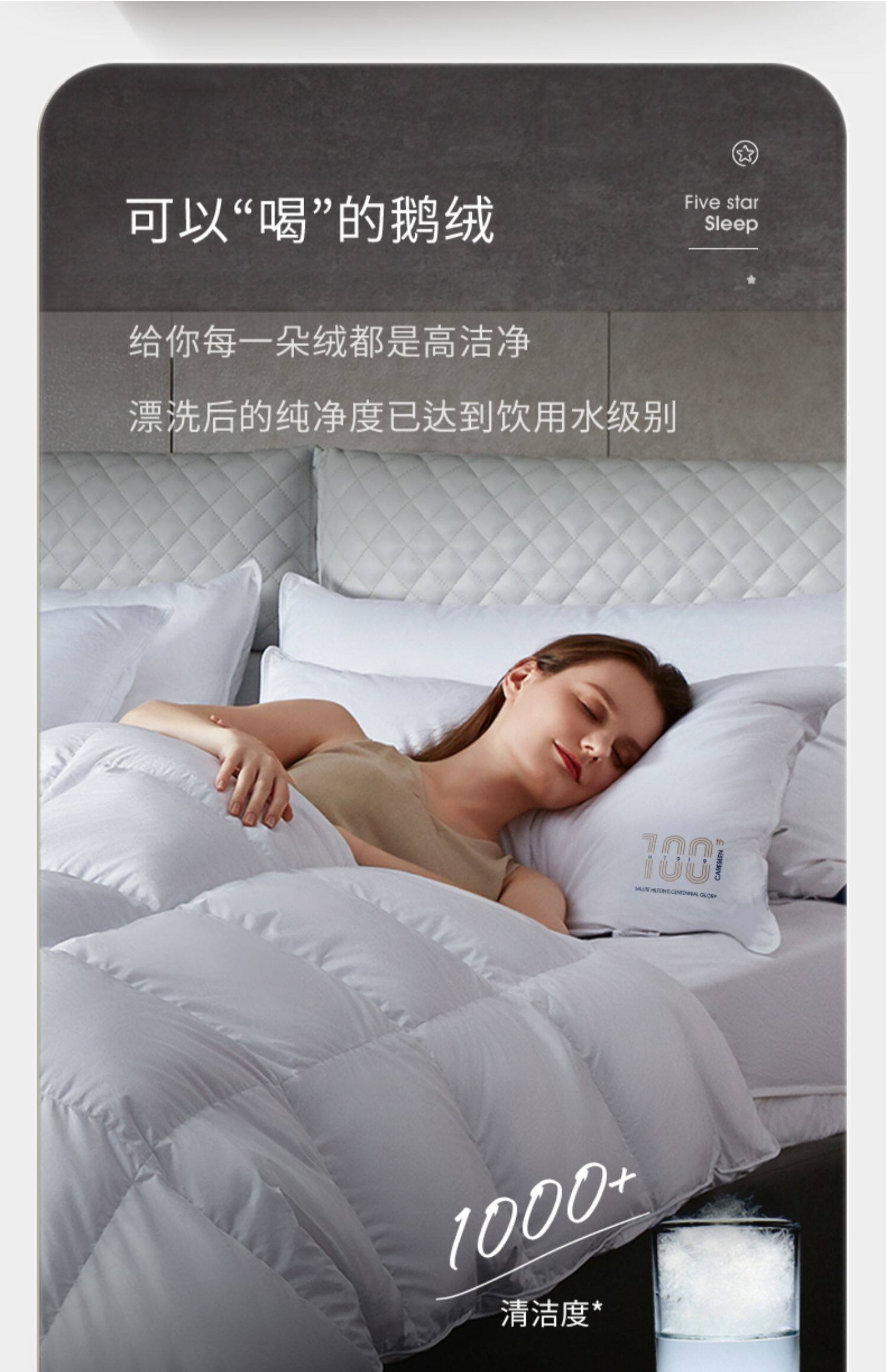 世茂希尔顿95鹅绒枕五星级酒店羽绒枕家用羽绒枕头枕芯一对拍2