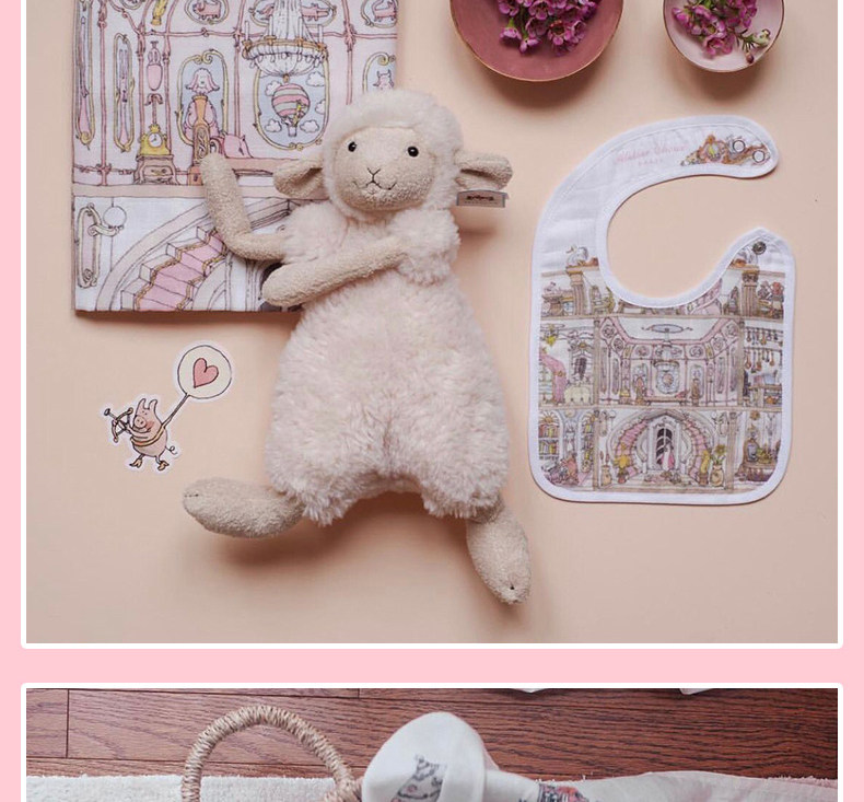 法国atelierchoux宝宝有机棉婴儿围兜口水巾双面大小size