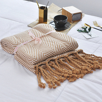 Netred Nordic shawl stream su blanket office pure cotton knitted small blanket sleeping single-person sofa cover