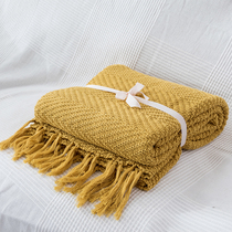 Nordic knit blanket covered by pure cotton wool wire weaving sofa office nap leisure cover blanket single