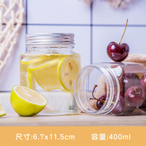 (Width 6 7 height 11 5 cm square bottle)Honey bottle plastic bottle Transparent food sealed jar 1 kg plastic with lid