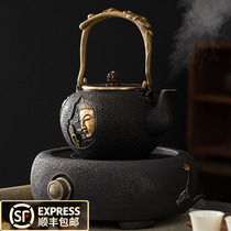 Iron pot cooking tea stove boiling kettle tea-making day type without coating cast iron tea stove electric pottery stove cooking tea set handmade pot