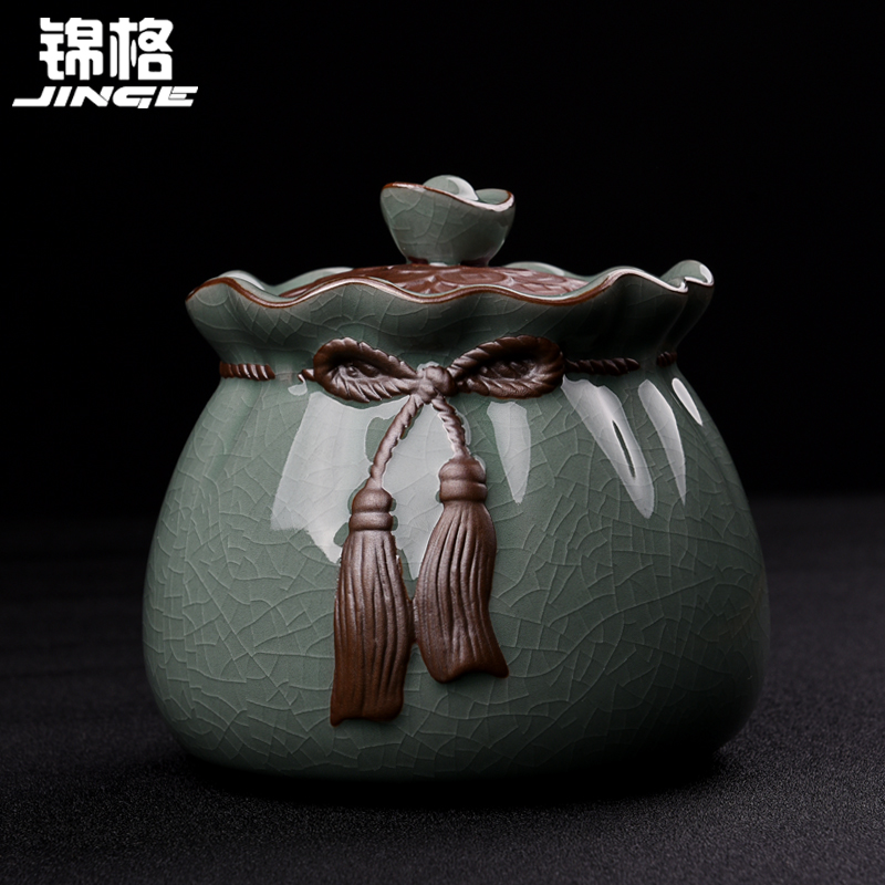 Shadow at small kung fu tea tea caddy fixings ceramics mini portable sealed as cans retro pu - erh tea POTS J