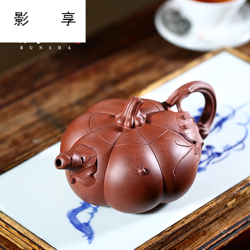 Shadow at present yixing it pure manual pumpkin masters pot undressed ore purple clay factory old pot teapot