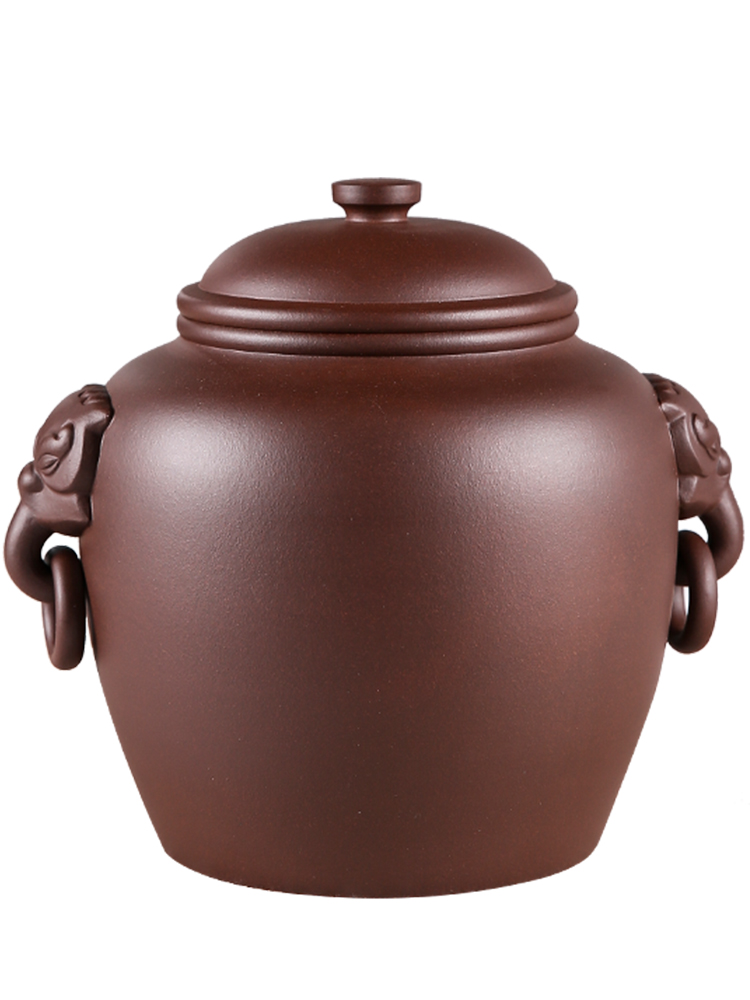 Enjoy a violet arenaceous caddy fixings household pu 'er wake POTS are stored general old purple clay JH seal pot large bulk