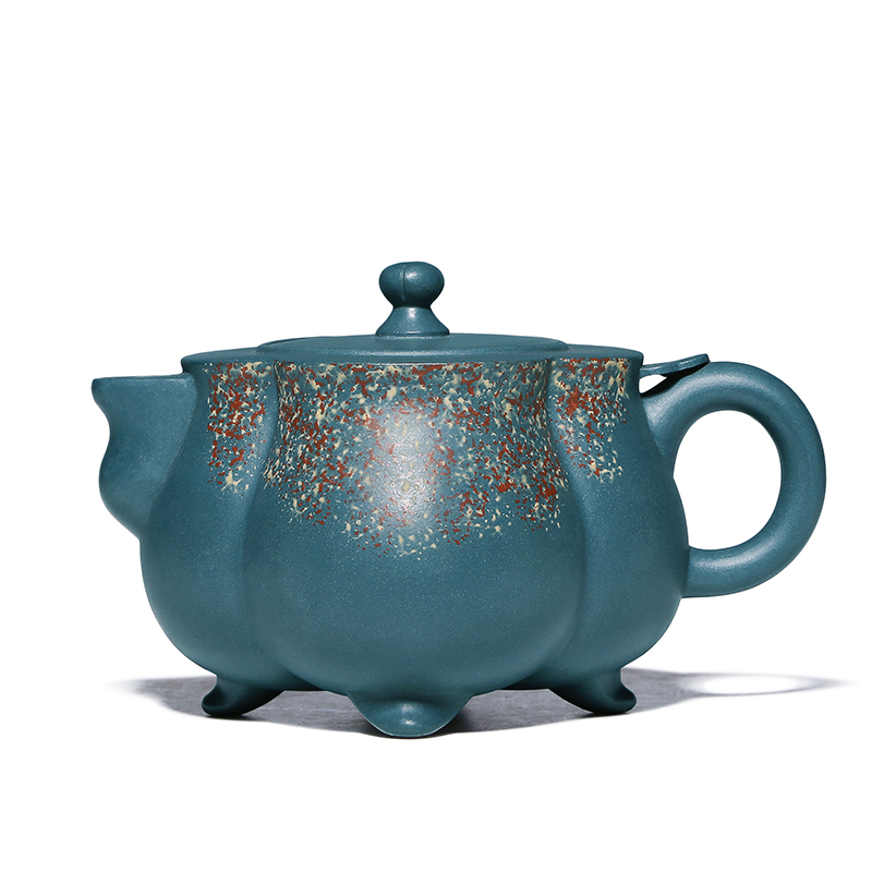 Shadow enjoy famous yixing it 】 pure manual undressed ore green dot color wishful pot teapot tea set of the republic of HM