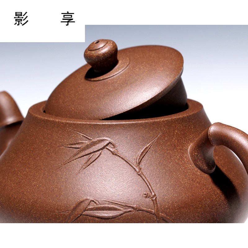 Yixing high shadow enjoy 】 【 famous xin - sheng li pure manual it the teapot old green bamboo drum 480 CCC
