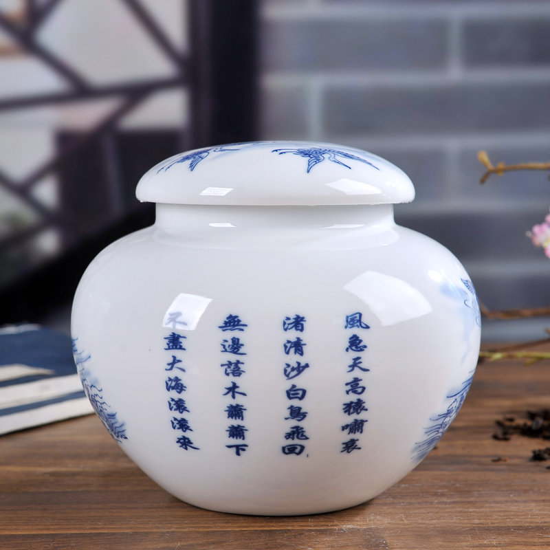 Jingdezhen blue and white porcelain ceramic tea pot home portable tea storage tanks seal pot and POTS