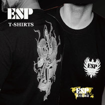 (T-SHIRT) ESP original printed geranium cotton T-shirt black white