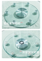 (factory shop) tempered glass 6 wheels chassis turntable glass home turntable tempered glass dining table turntable