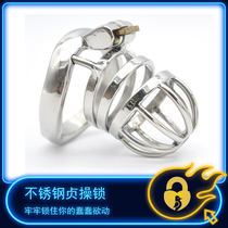 Prisoner bird male stainless steel training fun ring line anti-derailment chastity lock chastity lock bondage CB6000S