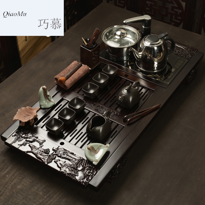 Qiao mu MG violet arenaceous ebony set of tea sets tea tray household celadon your up kungfu induction cooker