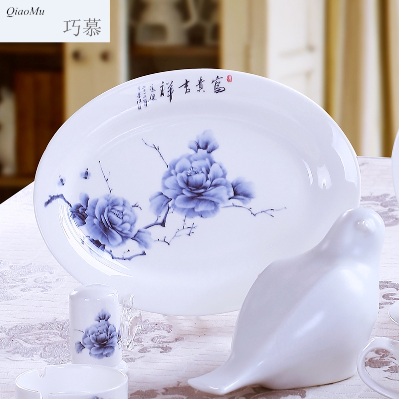 Qiao mu son JYD ipads porcelain ceramic fish dish household food dish European - style hotel tableware oval bread dessert plate