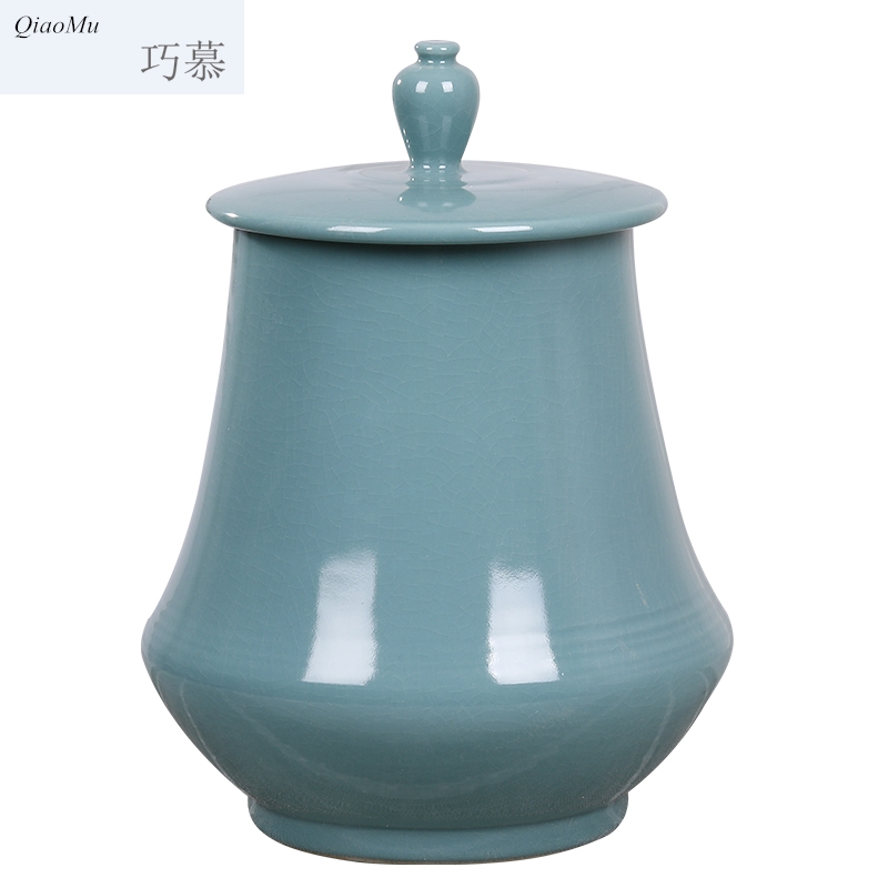 Qiao mu ceramics with cover barrel 20 jins of jingdezhen domestic large capacity storage tanks containing insect - resistant moistureproof flour boxes