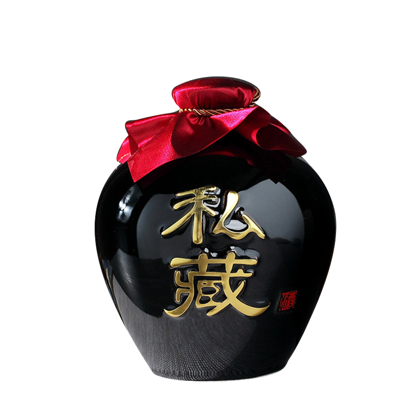 Qiao mu custom small jingdezhen sharply black glaze ceramic bottle expressions using 1 catty 2 jins of 3 kg 5 jins of 10 jins sealed flask