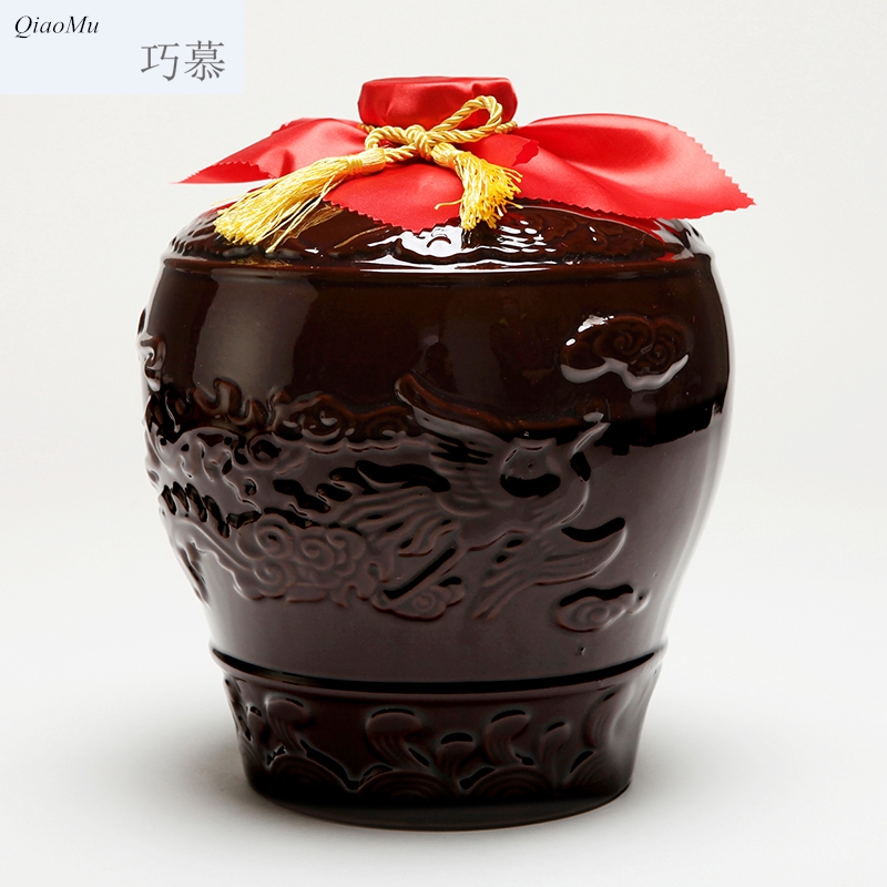 Qiao mu package mail ceramic jars archaize home wine bottle seal save wine 10 jins to classical SanJiu it wine