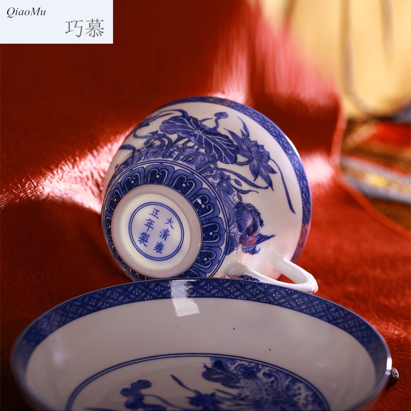 Qiao mu jingdezhen porcelain in the Ming and the qing dynasties 】 【 antique blue and white porcelain and tea cups kung fu tea bowl is antique