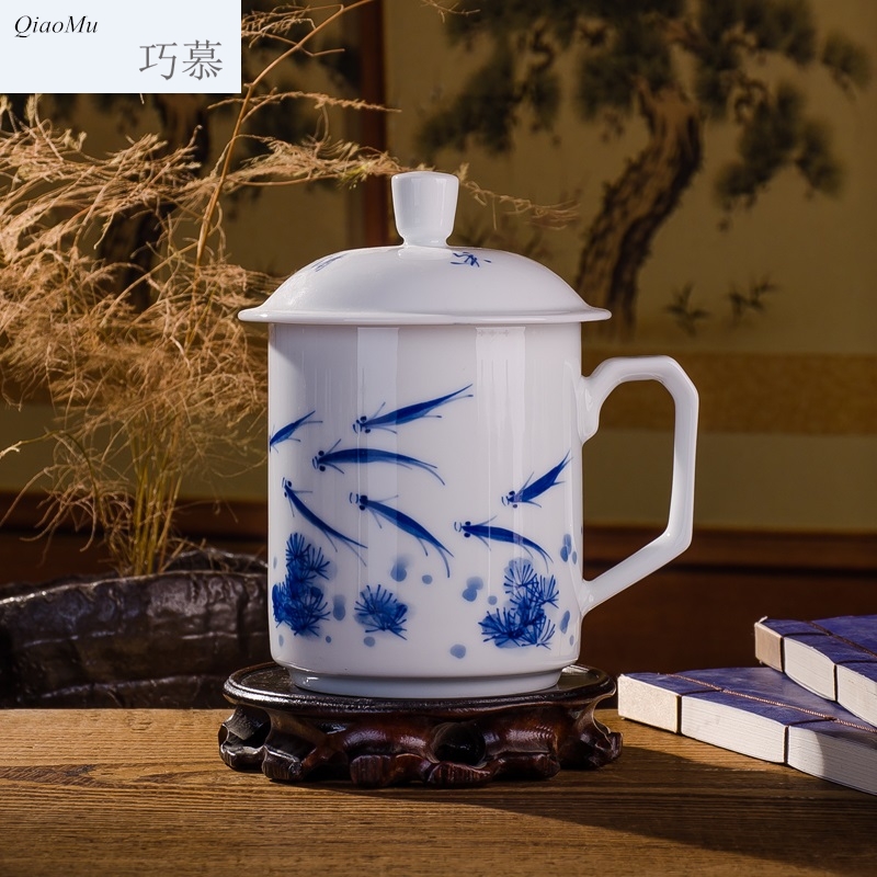 Qiao mu tea sets jingdezhen hand - made ceramic keller cups with cover office ceramic tea cup