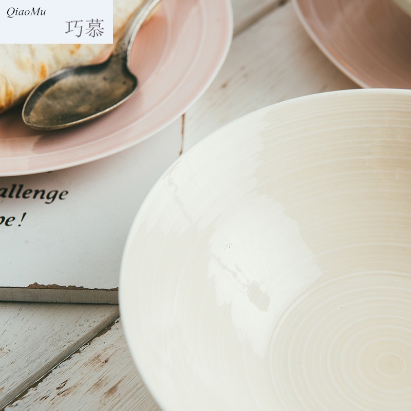 Qiam qiao mu ceramic creative household porringer fruit salad bowl noodles bowl, lovely tableware posey town