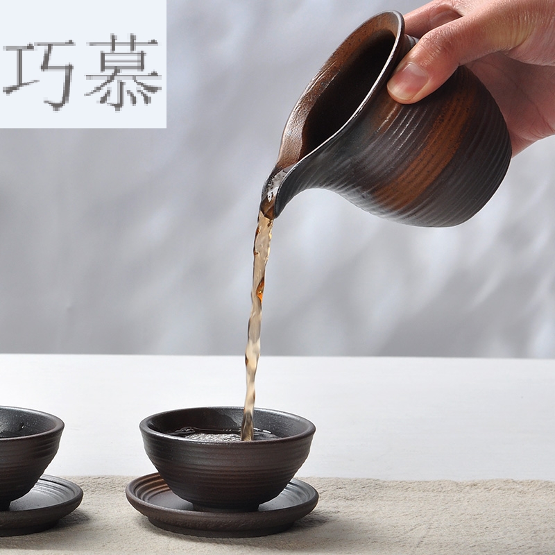 Qiao mu manual firewood coarse pottery kung fu tea set fair keller antique tea ware ceramic Japanese tea cups