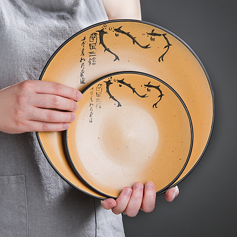 Qiao mu of jingdezhen ceramics, new creative contracted large large flat dumpling Japanese plate home early