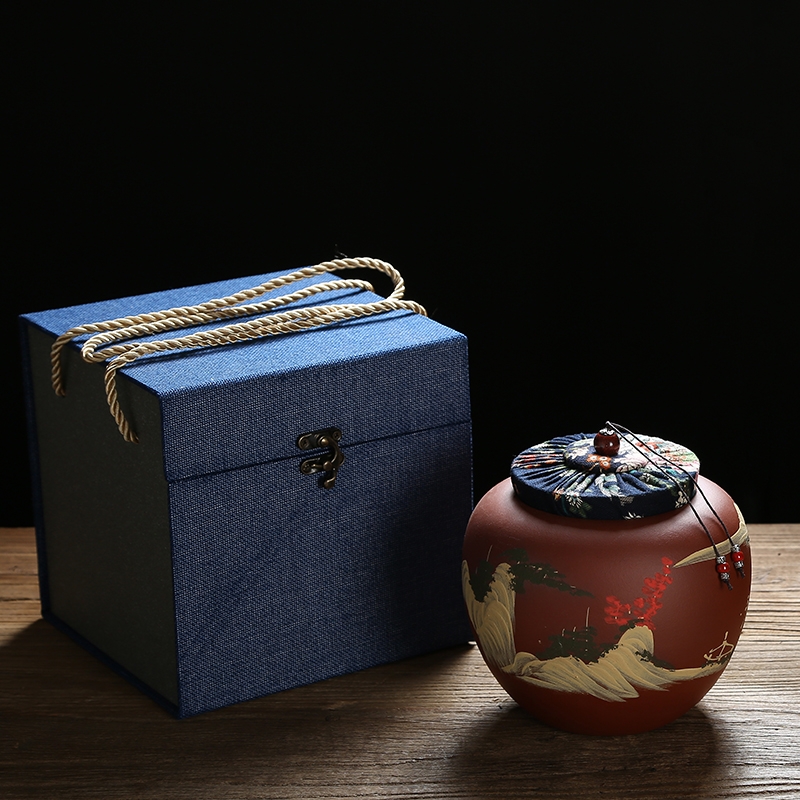 Qiao mu JS violet arenaceous caddy fixings yixing ceramic seal tank puer tea box of large size and receives the manual storage tanks