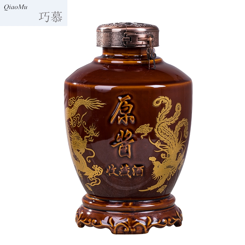 How 5/10 jin qiao mu jingdezhen ceramic wine jar with homemade wine liquor sealing hidden wine bottle of wine