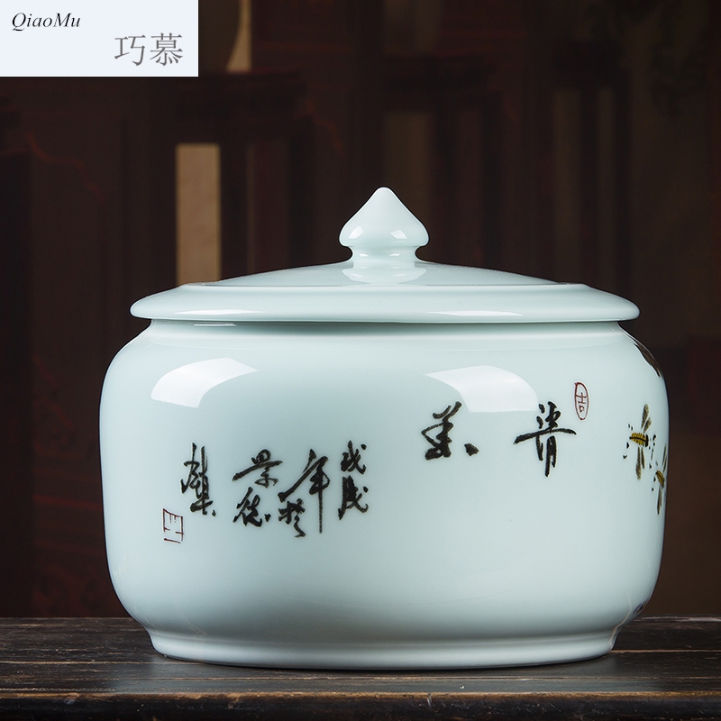 Qiao mu hand - made ceramic tea pot large storage wake POTS sealed as cans white tea tea cake as cans 5-8 cake home