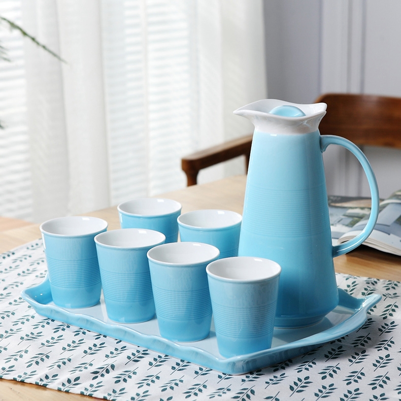 Qiao mu ceramic cup tea set creative household hot water with cold water I housewarming gift set