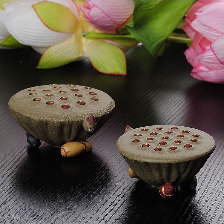 Qiao mu JS small purple sand tea pet purple sand tea sets tea tray was deserve to act the role of lotus seed lotus cover pot holder