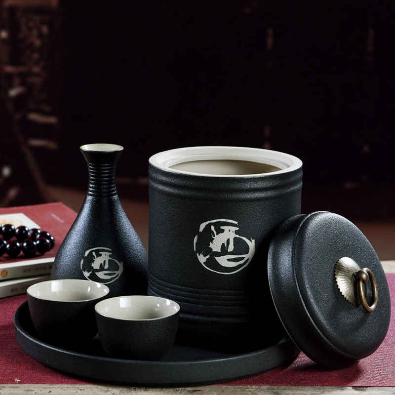 Qiao mu black zen wind temperature ceramic wine home wine wine wine pot hot warm wine pot heating liquor cup wine