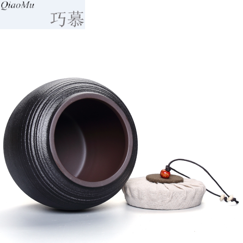 MuJuFu zen wind restoring ancient ways opportunely, black pottery caddy fixings large medium small carbon sealing as cans ceramic pottery coarse pottery store