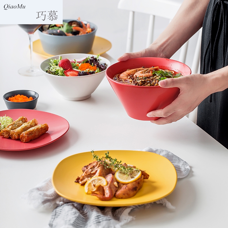 Qiam qiao mu Nordic suit contracted ceramic tableware porcelain bowl dish bowl chopsticks (combination dishes set