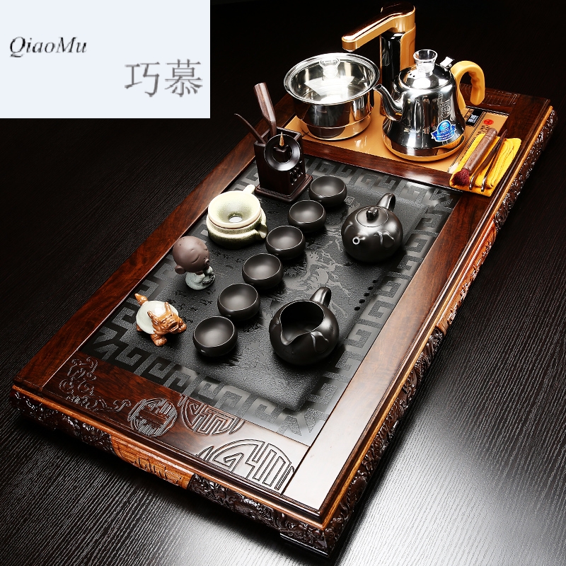 Longed for a whole set of home purple sand tea set opportunely ebony sharply stone tea tray was contracted Europe type four unity induction cooker