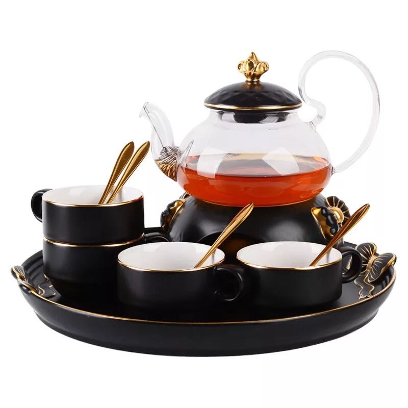 Qiao mu Nordic contracted ceramic glass teapot cooked fruit tea pot set afternoon tea and tea cup