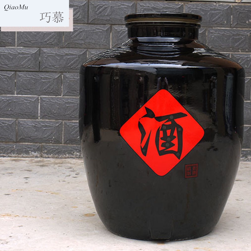 Qiao mu big jars of jingdezhen ceramics 100 catties 150 catties 200 jins, black glaze it brew cylinder mercifully wine jar