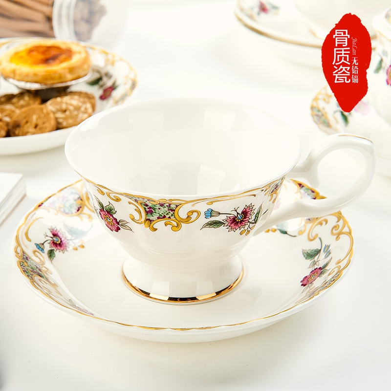 Qiao mu European - style coffee cup suit household take teaspoons of afternoon tea tea set ceramic English home 3 cups set