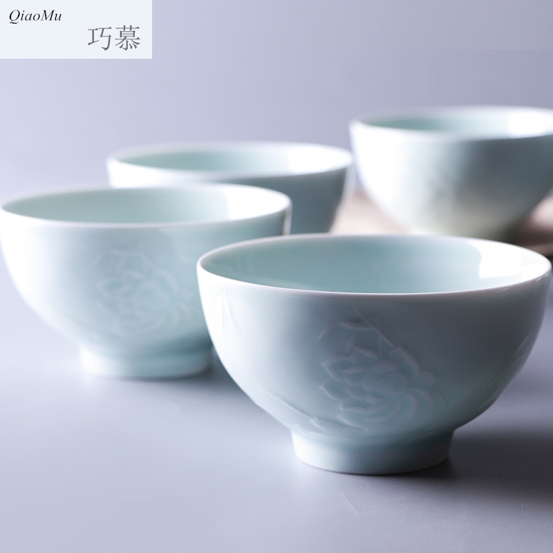 Qiao MuYing celadon eat bowl creative household ceramic bowl with jingdezhen bowls Chinese name plate lotus open move