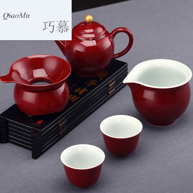 Qiao mu Taiwan FengZiJi red ceramic teapot household filter teapot tea kung fu tea set small clay POTS