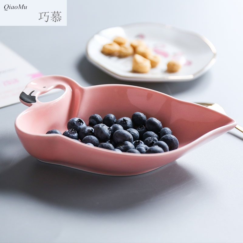 Qiao mu Nordic ins small wind see colour ceramic plate breakfast plate key jewelry receive plate product furnishing articles