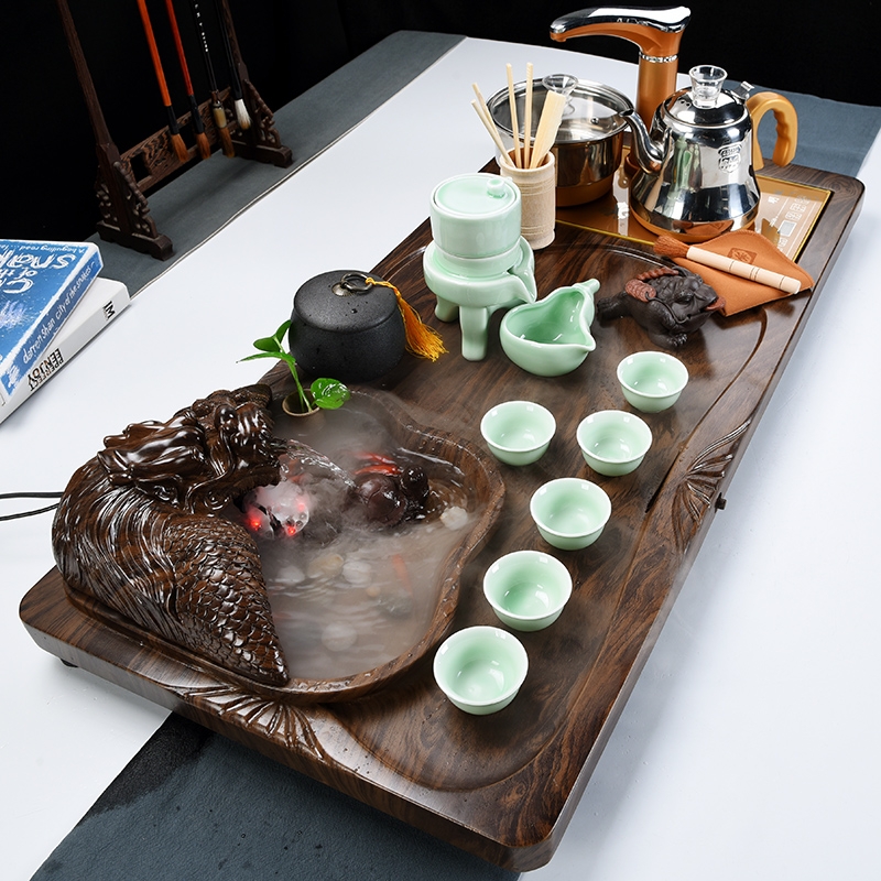 Qiao mu ceramic tea set contracted household kunfu tea automatic sitting room tea Chinese tea tea tea tray