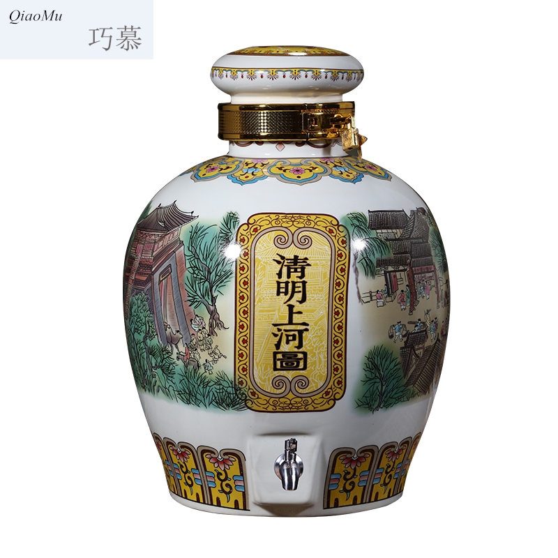 Qiao mu jingdezhen household archaize 10 jins 20 jins to ancient bottle ceramic jars liquor jar jar of wine