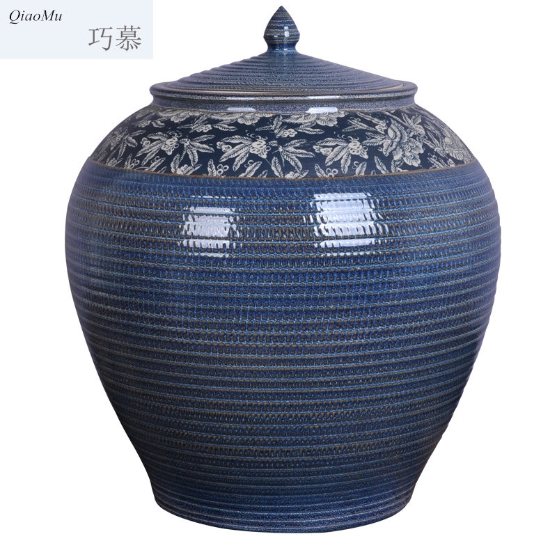 Qiao mu jingdezhen ceramic barrel storage tank tea cake oil cylinder tank 20 jins 50 kg of flour ricer box moistureproof bacon