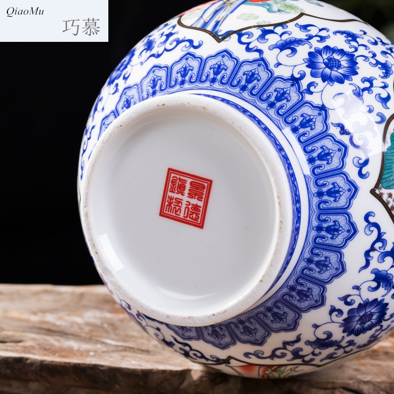 Qiao mu 5 jins of jingdezhen ceramic bottle wine jar four beauty diagram archaize home seal wine pot liquor