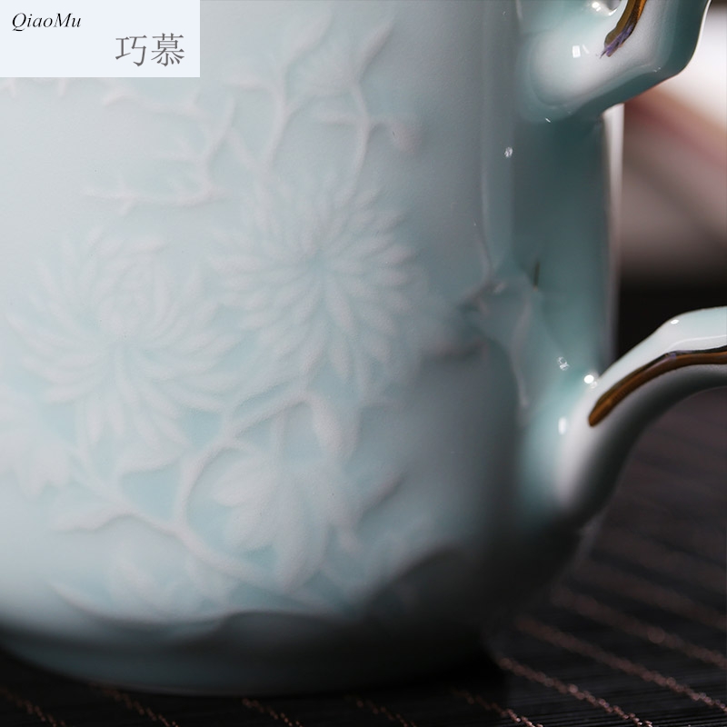 Qiao mu JYD jingdezhen ceramic cups with cover cup by BeiYing green tea cup paint office meeting