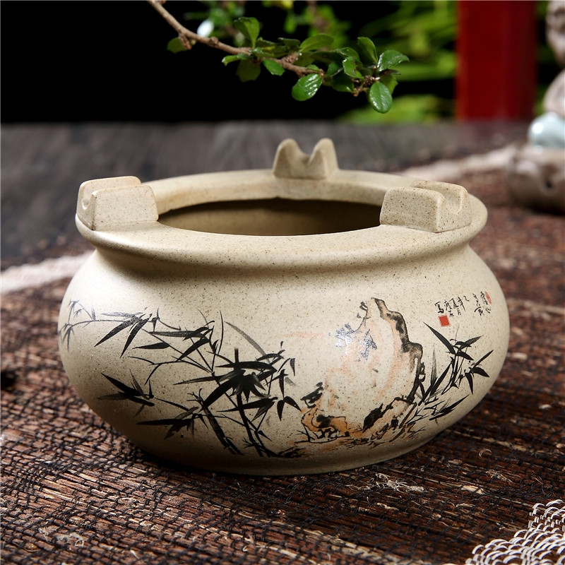 Qiao mu QGZ home office coarse pottery big bedroom ceramic ashtray ashtray sitting room tea table creative restoring ancient ways