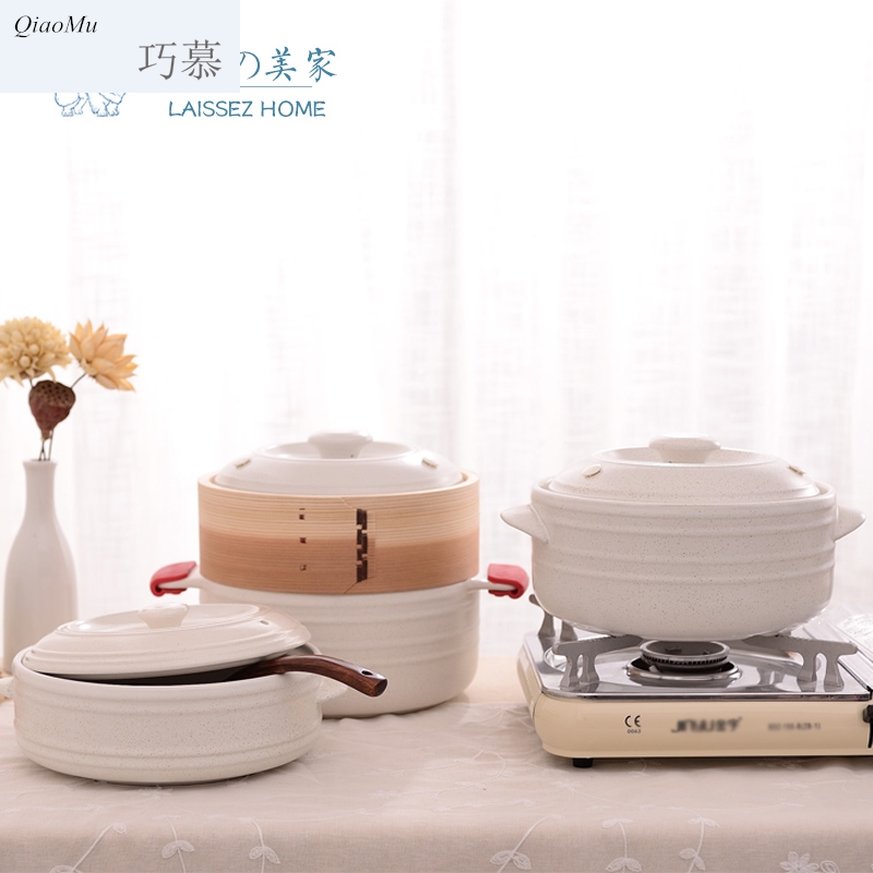 Qiao longed for a new day Korean spodumene ceramic pot flame to hold to high temperature micro pressure stew stone bowl steamer white sand pot boil