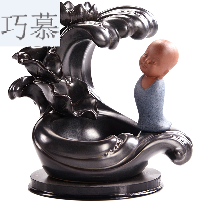 Qiao mu back censer ceramic antique lotus creative tea line present household ornamental zen censer furnishing articles