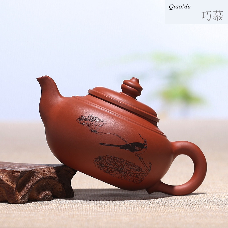 Qiao mu, yixing it suit pure hand carved tea made purple clay teapot tea home is pot